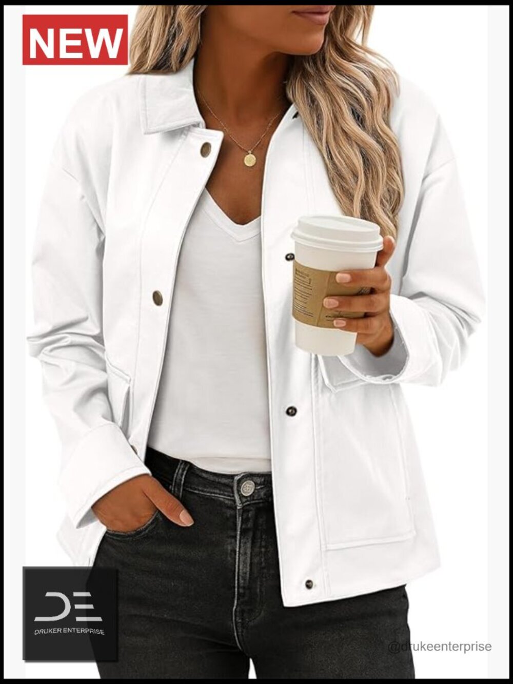Lightweight Button Down Cropped Shacket With Pockets